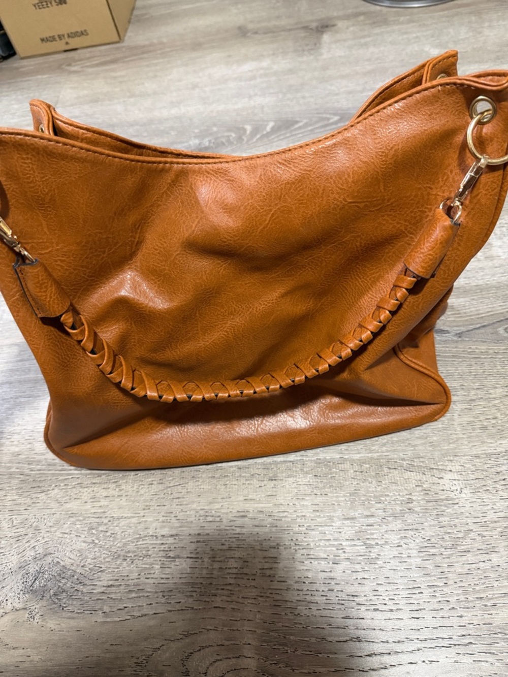 Classic Braided Handle Tote Bag - Brown